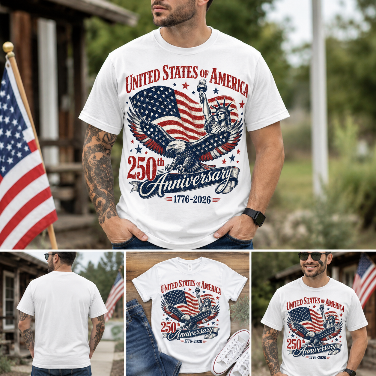 250th Anniversary United States of America Shirt – Patriotic Eagle Graphic Tee