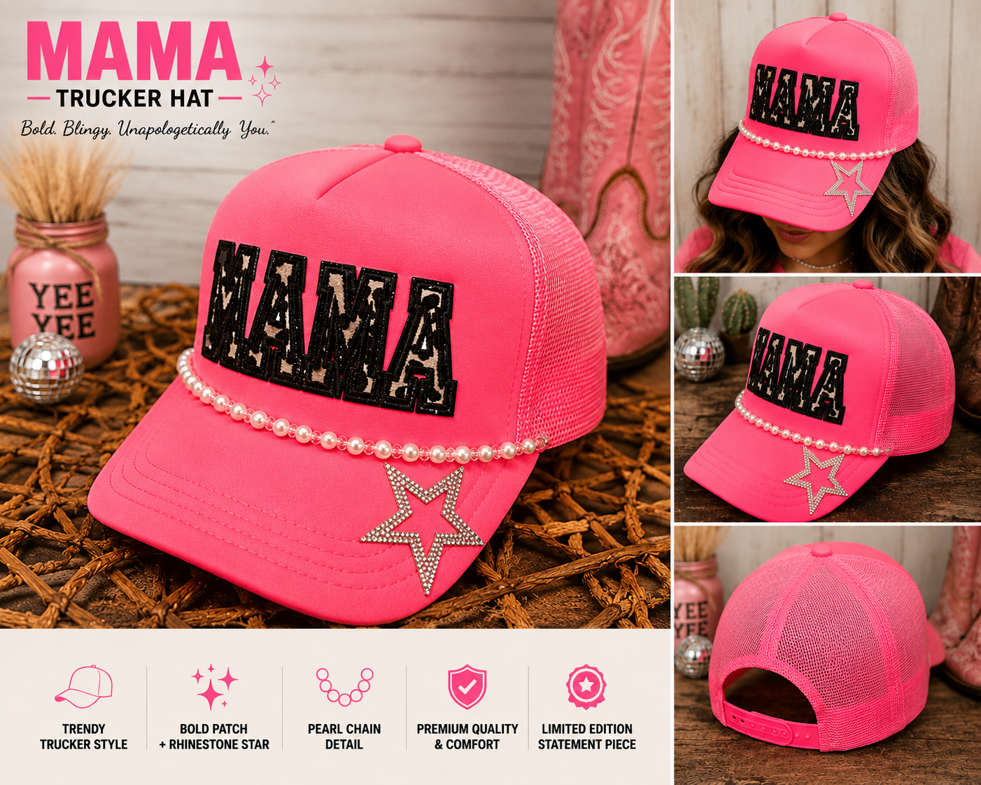 Mama Trucker Hat – Bold, Blingy & Made for Proud Moms