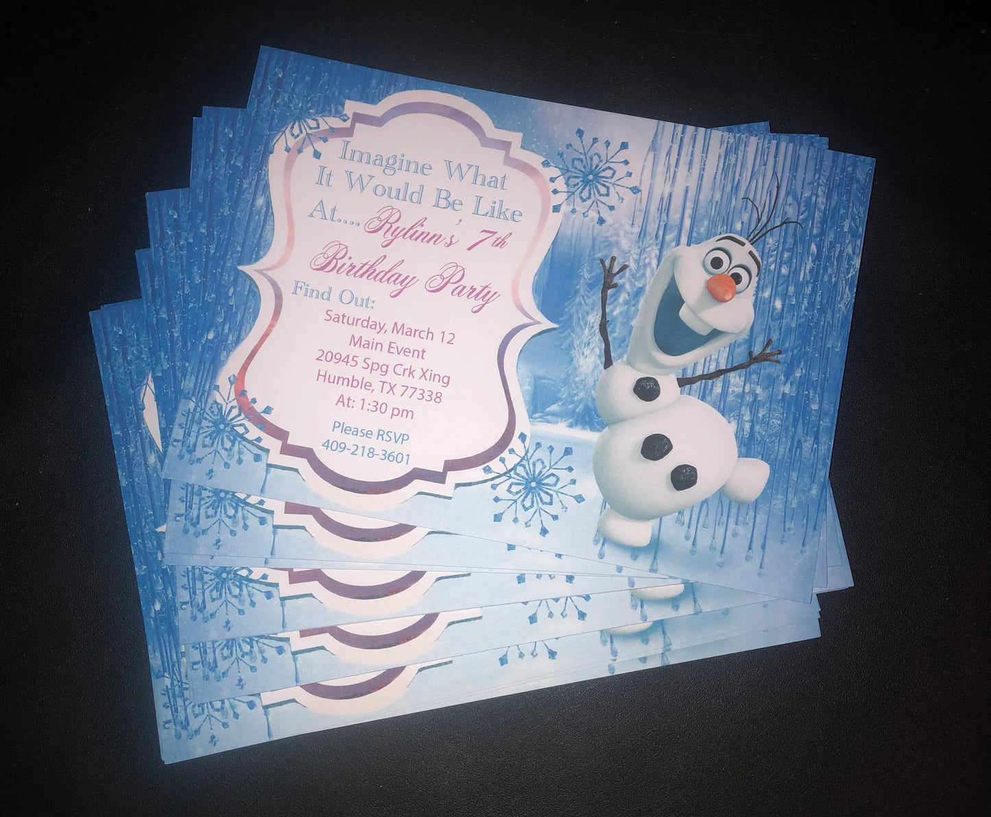 Olaf Invitation Birthday Invite Party Glitter Beautiful Olaf FROZEN Invites digital, Instant Downloads