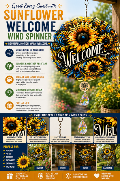 Sunflower Welcome Wind Spinner.