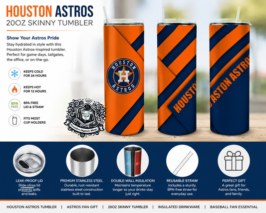 Houston Astros-inspired 20oz skinny tumbler - Creative Digitals Shop
