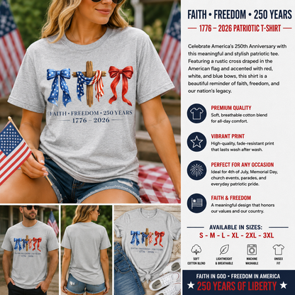 Faith • Freedom • 250 Years Patriotic T-Shirt | 1776–2026
