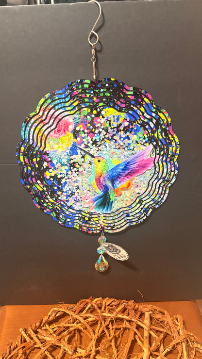 Rainbow Hummingbird Wind Spinner