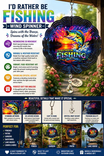 I'd Rather Be Fishing Wind Spinner