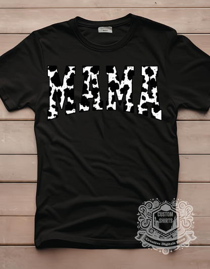 Mama Black and white cow print T-Shirt
