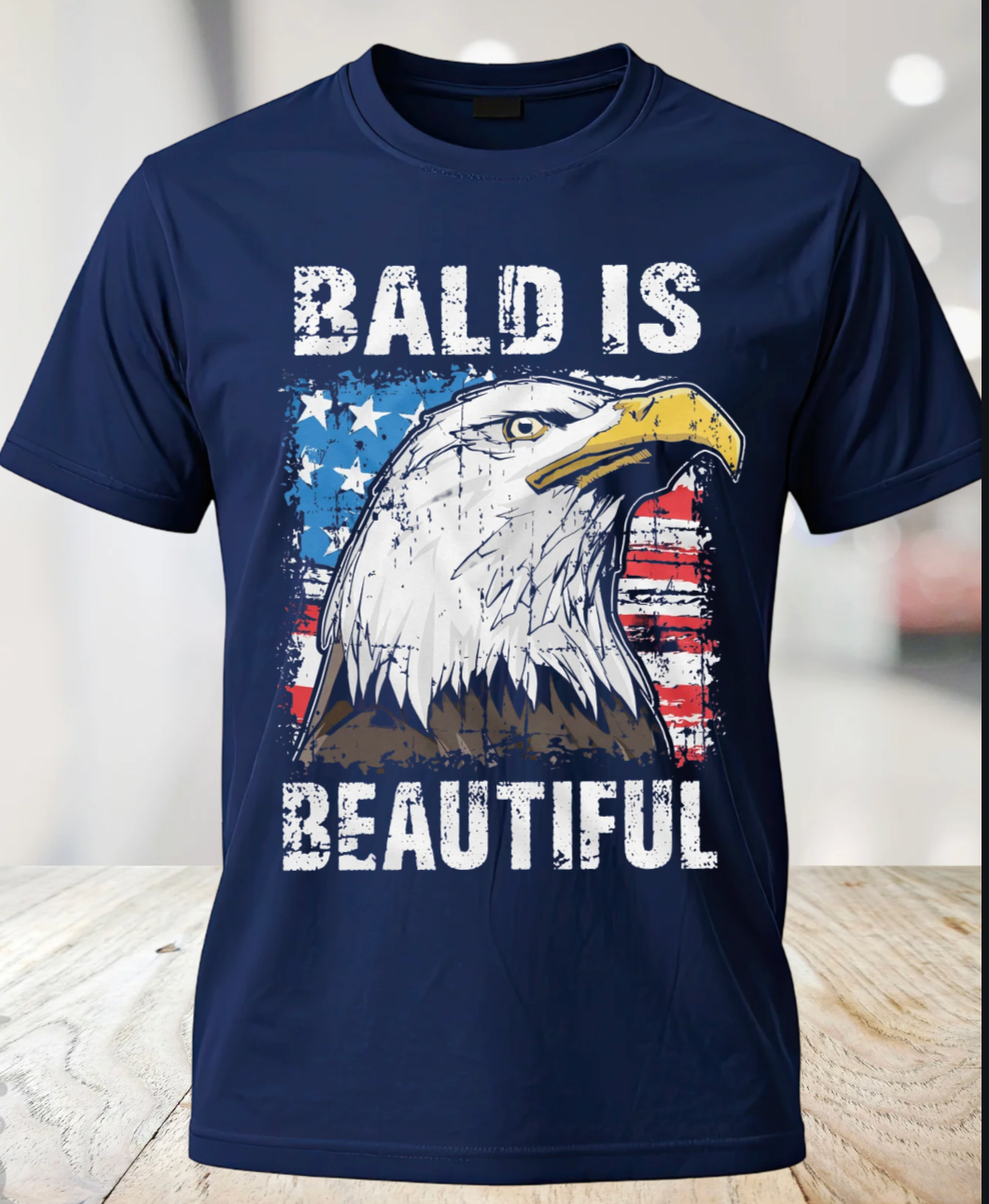Bald Is Beautiful Patriotic Eagle T-Shirt – American Flag USA Graphic Tee
