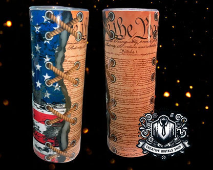We The People American Pride 20oz Skinny Tumbler | Patriotic Stainless Steel Travel Cup - Creative Digitals Shop