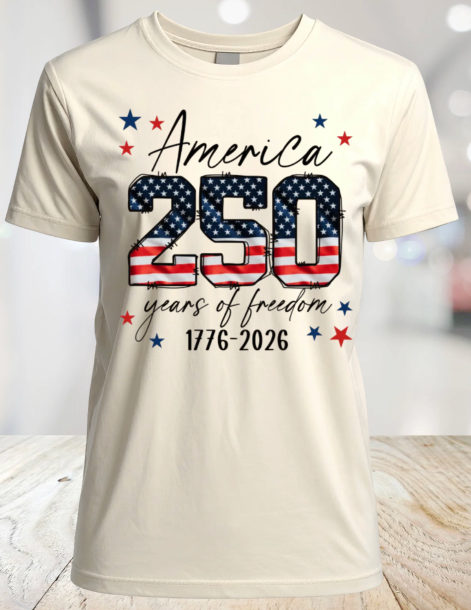 America 250 Years of Freedom Patriotic T-Shirt – 1776-2026