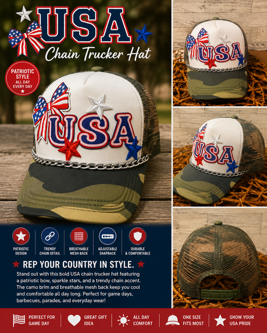 USA Chain Trucker Hat – Patriotic Style Meets Everyday Comfort
