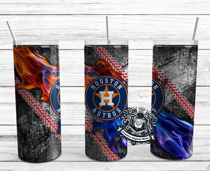 Houston Astros Inspired Fire & Ice 20oz Skinny Tumbler - Creative Digitals Shop