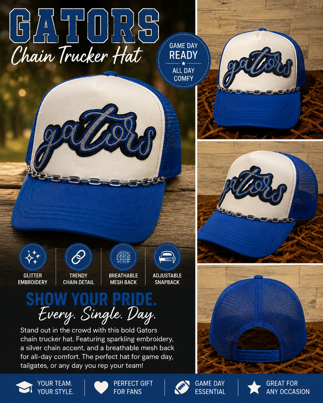 Gators Chain Trucker Hat – Game Day Ready Style