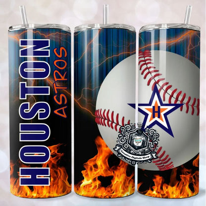 Houston Astros Fireball 20oz Skinny Tumbler | Baseball Fan Stainless Steel Cup - Creative Digitals Shop
