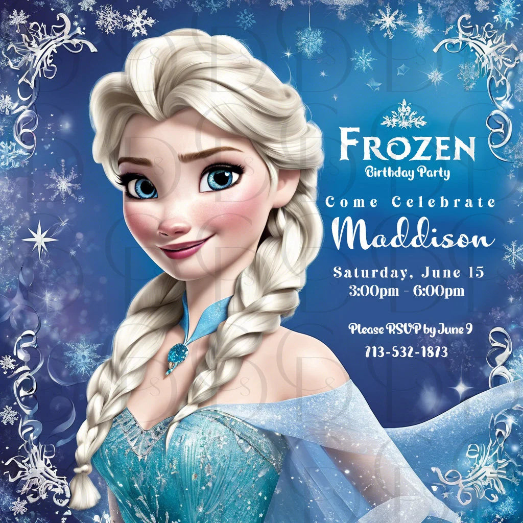 FROZEN Invitation Elsa Birthday Invitation Winter Snow Birthday Printable,Editable, Customized, Template Frozen Invite, Instant Downloads